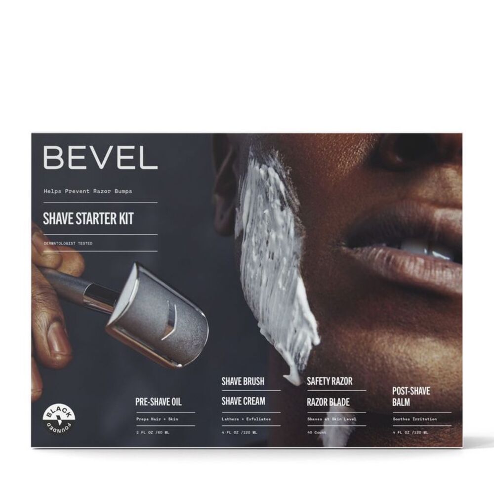 BEVEL -  Men's Shave Kit - Safety Razor, Shave Brush, Silver